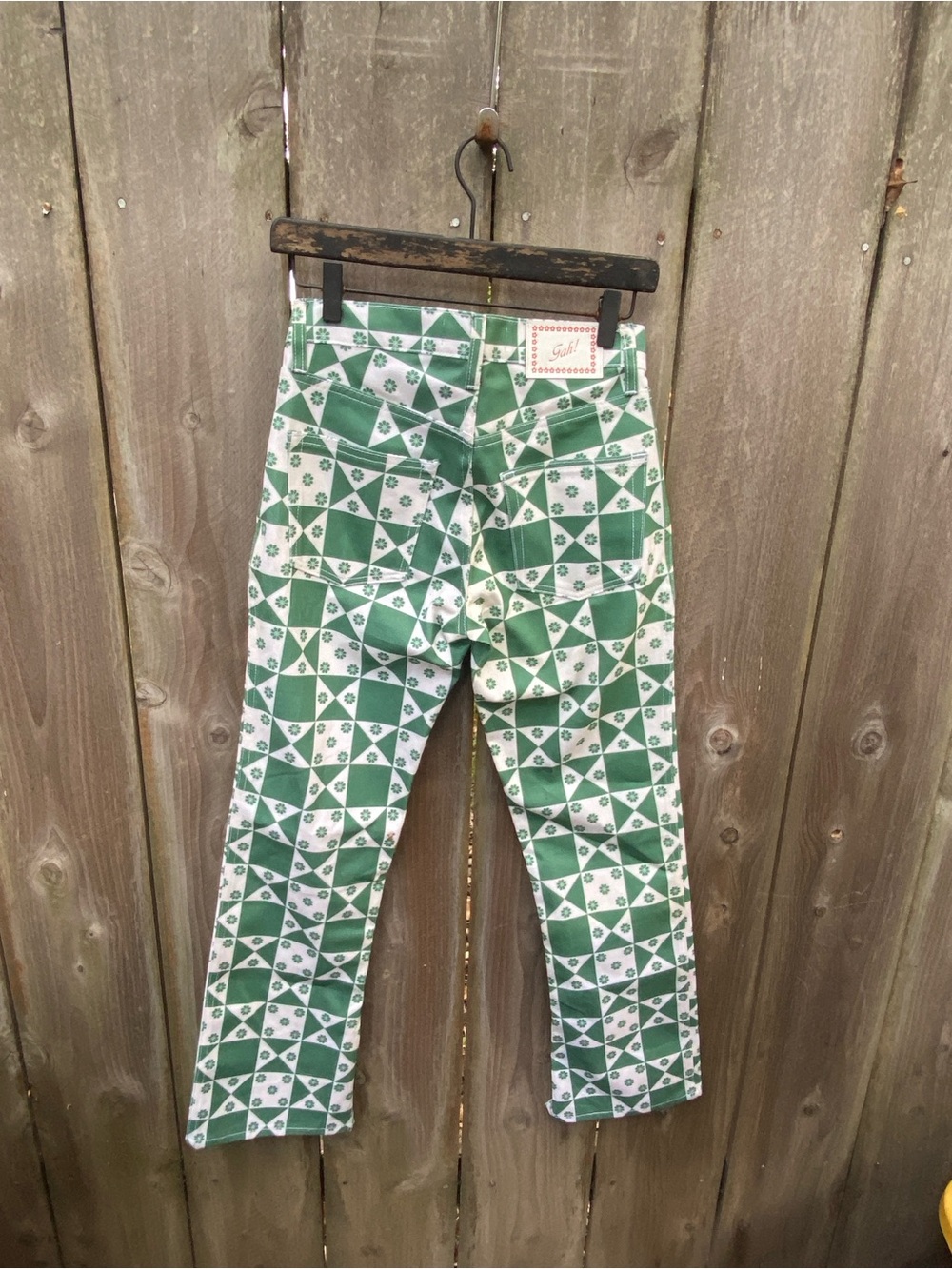 Lisa Says Gah Ellis‎ Wide Leg Pants Boonville Print NWT Green Size 0 - Picture 2 of 6